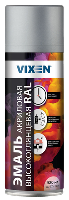 Эмаль Vixen Акриловая высокоглянцевая VX69006 (520мл, бело-алюминиевый RAL 9006)