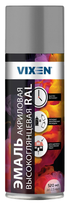 Эмаль Vixen Акриловая высокоглянцевая VX67004 (520мл, сигнальный серый RAL 7004)