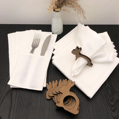 Комплект столового белья ОМурМебель Салфетка, конверт, держатель Зайчик (6шт, белый)