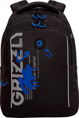 Школьный рюкзак Grizzly RB-452-3f (черный/синий)