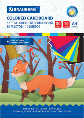 Набор цветного картона Brauberg Волшебный / 115641 (10цв)
