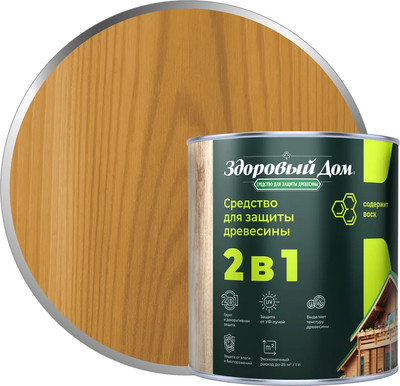 Защитно-декоративный состав Здоровый дом 2в1 Дуб (800мл)