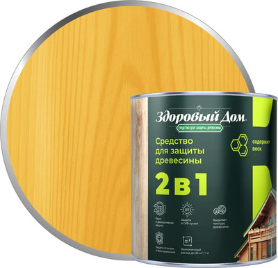 Защитно-декоративный состав Здоровый дом 2в1 Сосна (800мл)