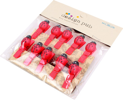 Набор прищепок декоративных Darvish Божья коровка / DV-H-1795-1 (10шт, красный)