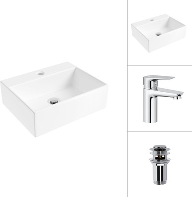 Умывальник со смесителем Lauter 21344 + Awe 21CK128C с донным клапаном 21190CH (хром)