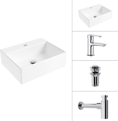 Умывальник со смесителем Lauter 21344 + Jet 21AM12361 + сифон 21635CH + донный клапан 21190CH (хром)