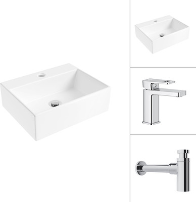 Умывальник со смесителем Lauter 21344 + Cascade 21СК655C с сифоном 21635CH (хром)