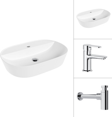 Умывальник со смесителем Lauter 21460-60 + Jet 21AM12361 с сифоном 21635CH (хром)