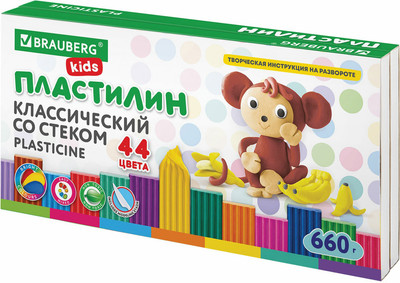 Пластилин Brauberg Kids классический / 106679 (44цв)
