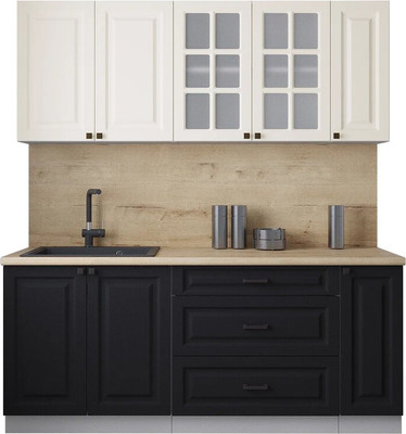 Кухонный гарнитур Интерлиния Мила Деко 1.9Б (черный/белый/дуб бунратти)