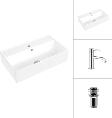 Умывальник со смесителем Lauter 21855 + Velvet 21СК696С с донным клапаном 21190CH (хром)