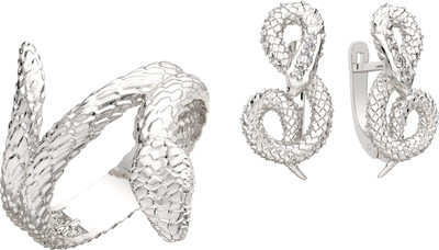 Комплект ювелирных украшений из серебра ZORKA Змеи (серьги 0310212, кольцо 0200283.ZZ р.18)