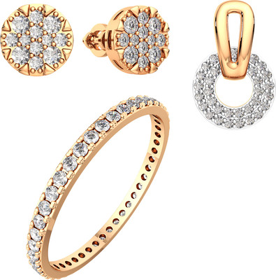 Комплект ювелирных украшений из розового золота ZORKA Серьги 310644.14K.R, подвеска 440369.14K.R, кольцо 280010.9K.R (р.18)