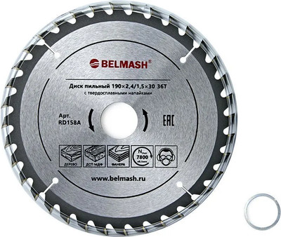 Пильный диск БЕЛМАШ 190x2.4/1.5x30 36Т / RD158A