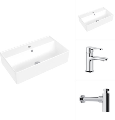 Умывальник со смесителем Lauter 21855 + Jet 21AM12361 с сифоном 21635CH (хром)