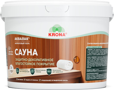 Защитно-декоративный состав KRONA Аквалак сауна (2л)