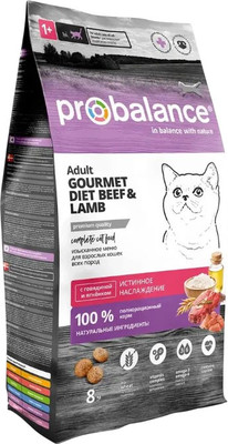 Сухой корм для кошек ProBalance Gourmet Diet с говядиной и ягненком (8кг)