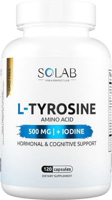 L-тирозин SOLAB С йодом 500мг (120 капсул)