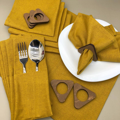 Комплект столового белья ОМурМебель Треугольник (6шт, горчичный)