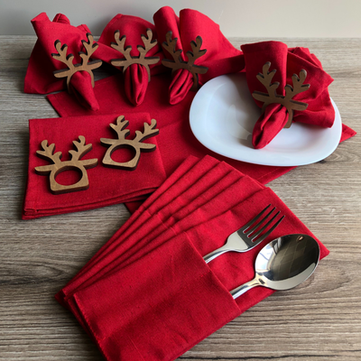 Комплект столового белья ОМурМебель Рога оленя (6шт, красный)
