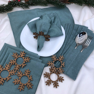 Комплект столового белья ОМурМебель Снежинка (6шт, синий)