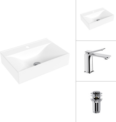 Умывальник со смесителем Lauter 21887B + Allure 21C618С с донным клапаном 21190CH (хром)