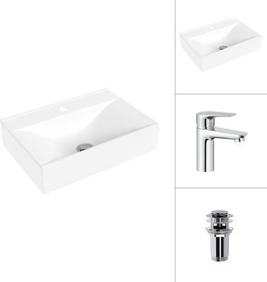 Умывальник со смесителем Lauter 21887B + Awe 21CK128C с донным клапаном 21190CH (хром)