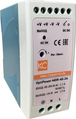 Блок питания на DIN-рейку КС MDR-60W-24V / mdr-60-24