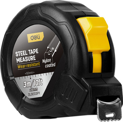 Рулетка Deli YS EDL9003PY (3мx16мм, нейлоновое покрытие, черный)