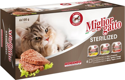 Влажный корм для кошек Miglior Sterilized Паштет (6x100г)