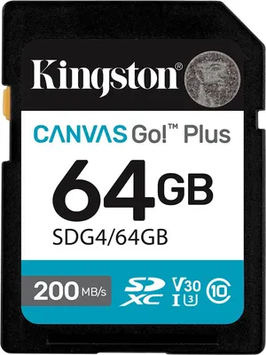 Карта памяти Kingston Canvas Go Plus G4 SDXC UHS-I Class U3 V30 64GB (SDG4/64GB)