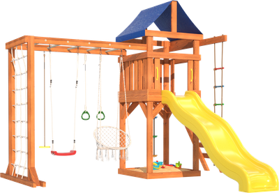 Игровой комплекс National Tree Company Fun Land с мод. сетка-рукоход, подв. креслом и качелями / ДКПМ-8
