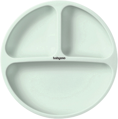Тарелка для кормления BabyOno Силиконовая с присоской / 1482/03 (хаки)