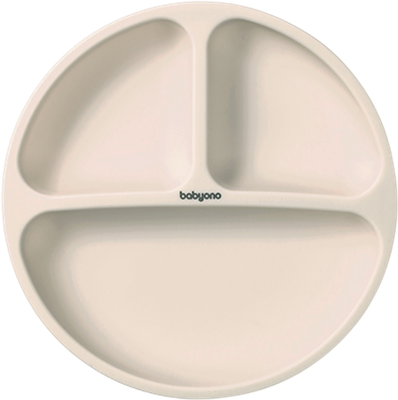 Тарелка для кормления BabyOno Силиконовая с присоской / 1482/04 (бежевый)