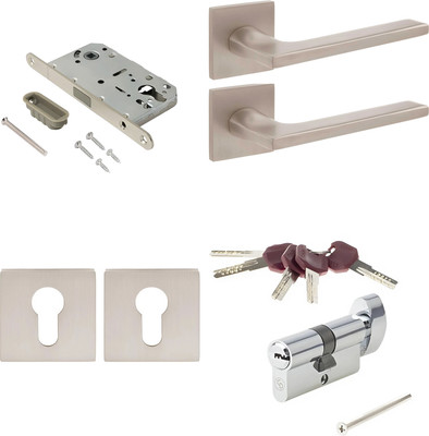 Комплект дверной фурнитуры Code Deco Slim H-30121-A-NISM под ключ (матовый никель)