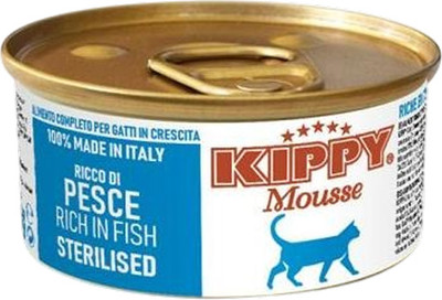 Влажный корм для кошек Kippy Mousse Cat Для стерилизованных С рыбой (85г)