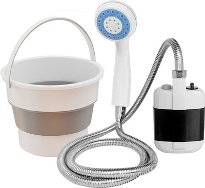 Походный душ Saniteco TBD06036517 со складным ведром TBD0603930601D (17л, белый/серый)