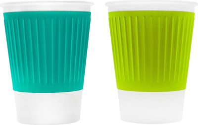 Набор бумажных стаканов Паксервис 300мл Тетра Микс EH90-430 / 388835 (500шт, с рифленой полосой)