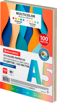 Бумага Brauberg Multicolor / 116406 (10цв)