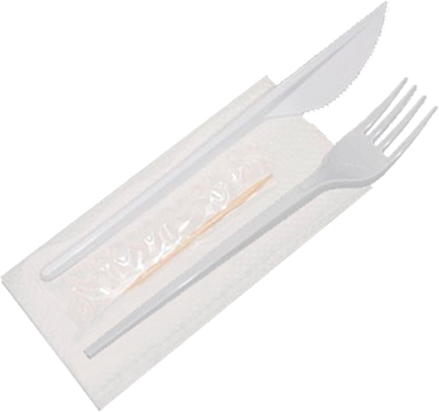 Набор одноразовых столовых приборов Паксервис №4 Стандарт / 188780 (25шт, белый)