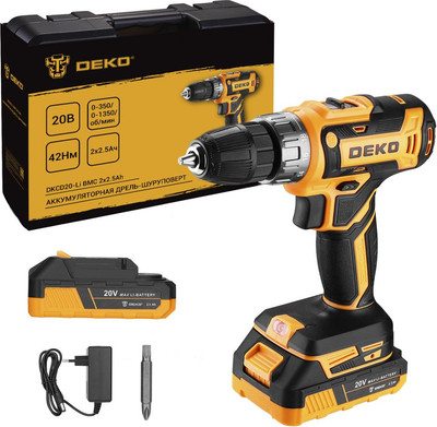 Аккумуляторная дрель-шуруповерт Deko DKCD20-Li / 085-1123