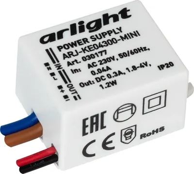 Блок питания для светильника Arlight ARJ-KE04300-MINI 1.2W 300mA / 030177