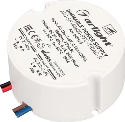 Блок питания для светильника Arlight ARJ-SP-40600-PFC-TRIAC-R 24W 27-40V 600mA / 040965