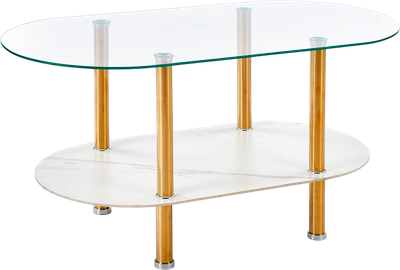 Журнальный столик Halmar Ducat (белый мрамор/прозрачный/золото)