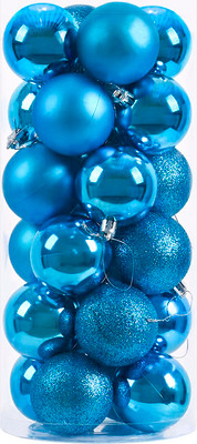 Набор шаров новогодних Winter Fun 6403000360F (24шт, голубой)