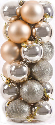 Набор шаров новогодних Winter Fun 6403000360L (24шт, шампанское)