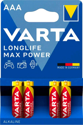 Комплект батареек Varta Longlife Max Power AAА LR03 Alkaline / 4703101404 (4шт)