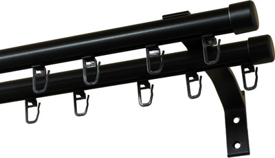 Карниз для штор Divades Евро D 19/19мм 2-рядный / 90221240 (черный, 2.4м)