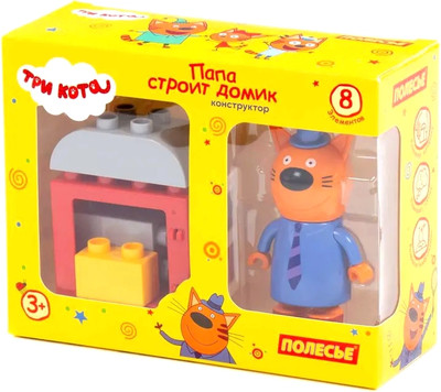 Конструктор Полесье Макси. Три кота. Папа строит домик / 67392 (8эл)
