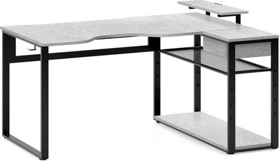 Компьютерный стол Millwood Каир угловой 160х120х93.05 (бетон/металл черный)